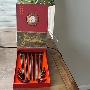 Elegant Red and Gold Chopstick Set